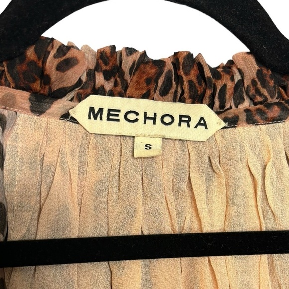 Mechora Womens Chiffon Animal Print Peggy Printed Blouse Brown Size Small - Picture 3 of 10
